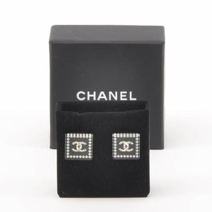 Chanel Black Square CC Logo Earrings