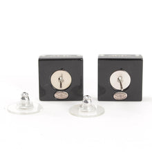 Chanel Black Square CC Logo Earrings
