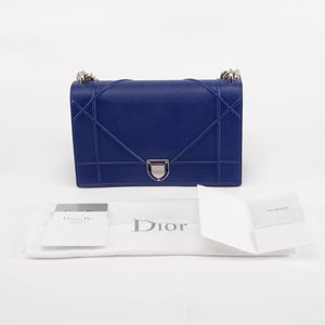 Dior Cobalt Grained Calfskin Large Diorama Bag