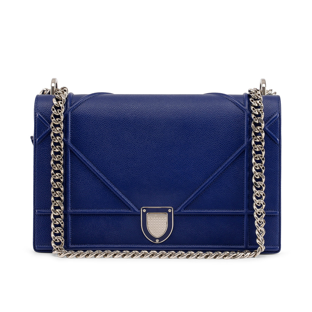 Dior Cobalt Grained Calfskin Large Diorama Bag