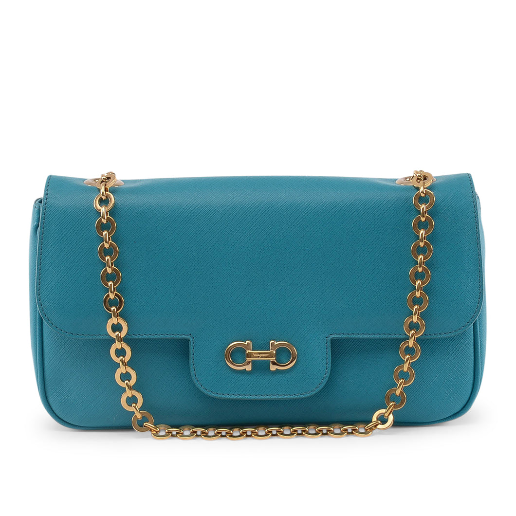 Ferragamo Turquoise Luciana Chain Strap Bag