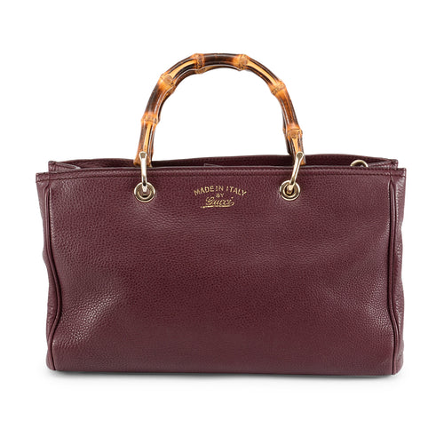 Gucci Burgundy Medium Bamboo Shopper Tote