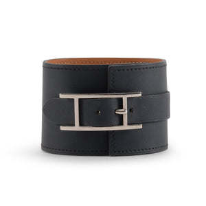 Hermes Black Chamonix Palladium Fleuron Bracelet