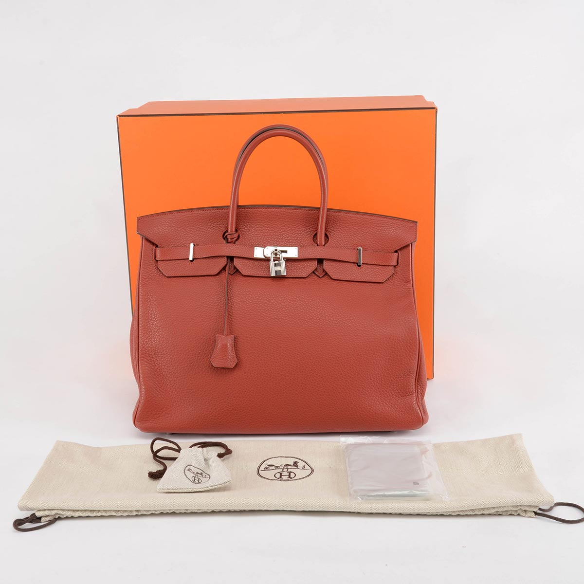 Hermes Brown Box Leather Birkin 40cm Satchel Bag at 1stDibs