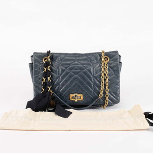 Lanvin Navy Chevron Quilted Happy Bag
