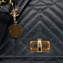 Lanvin Navy Chevron Quilted Happy Bag