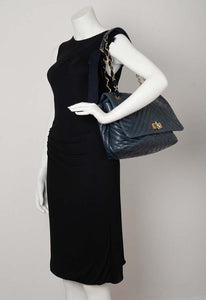 Lanvin Navy Chevron Quilted Happy Bag