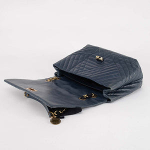 Lanvin Navy Chevron Quilted Happy Bag