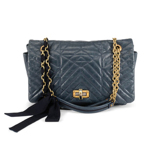 Lanvin Navy Chevron Quilted Happy Bag