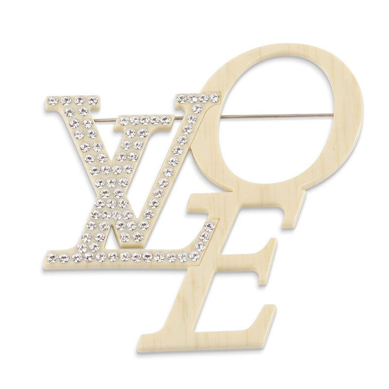 Louis Vuitton Cream Resin Crystal Embedded That's Love Brooch