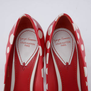 Louis Vuitton x Yayoi Kusama Limited Edition Red Polka Dot Monogam Canvas  Bow Ballet Flats Size 38 Louis Vuitton